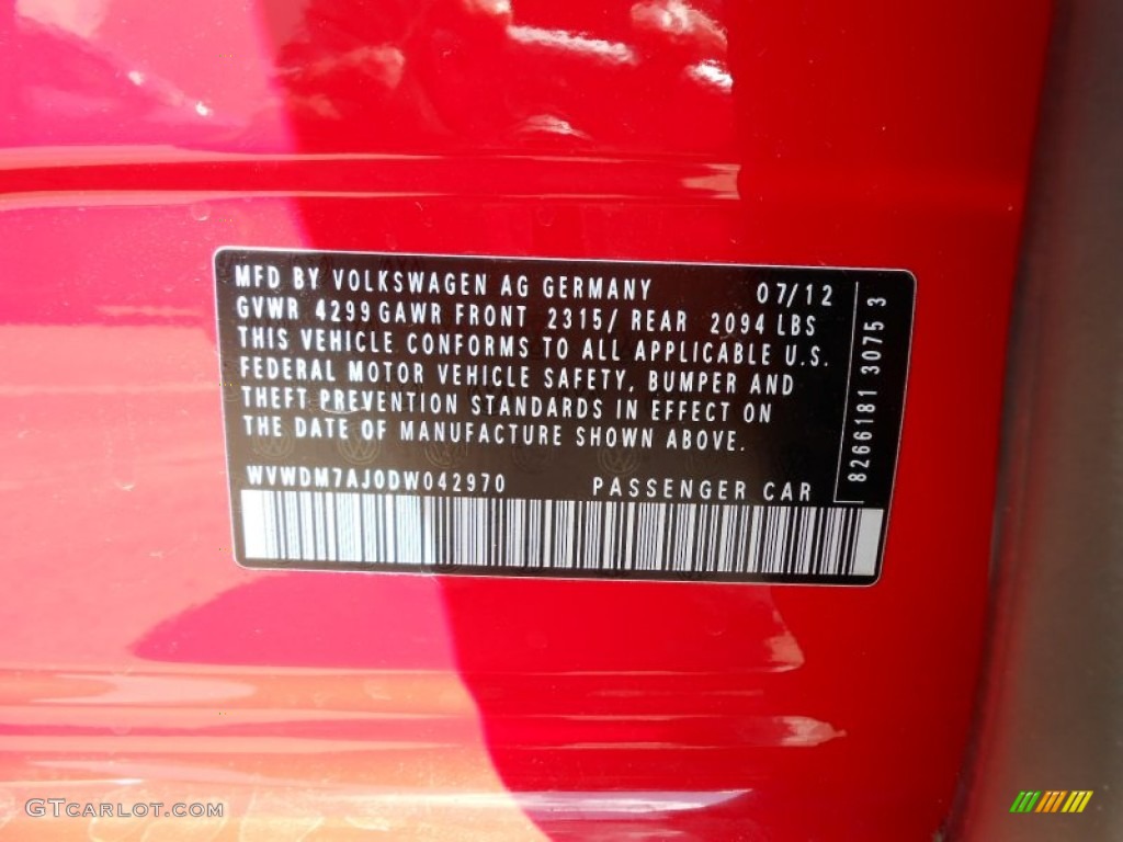 2013 Golf 4 Door TDI - Tornado Red / Titan Black photo #24