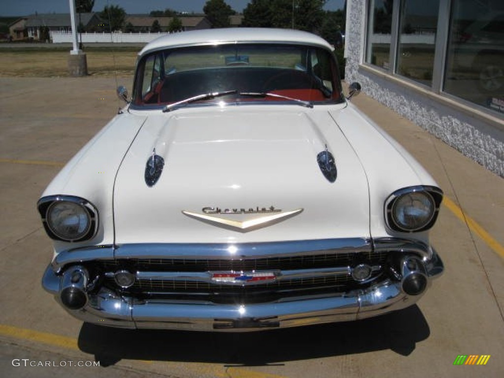 1957 Bel Air 2 Door Sedan - Imperial Ivory / Red/Black photo #3