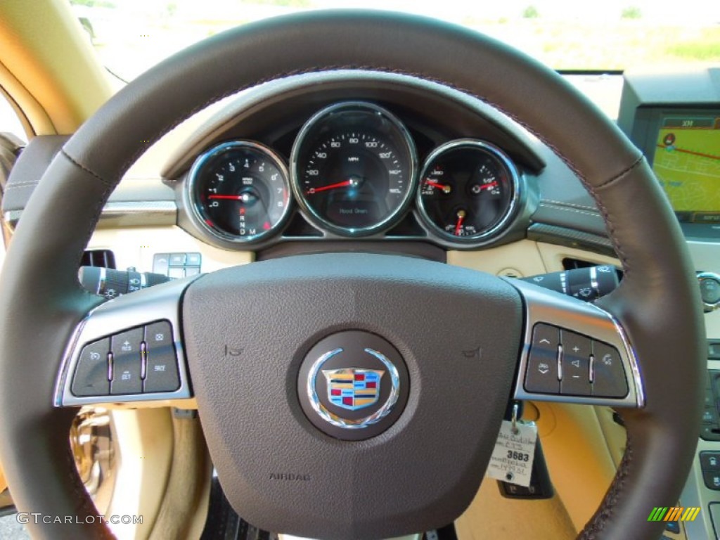 2012 Cadillac CTS 3.6 Sedan Cashmere/Cocoa Steering Wheel Photo #68979677