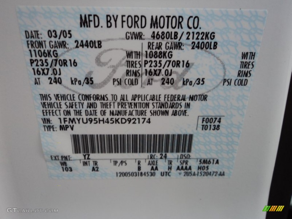 2005 Escape Hybrid - Oxford White / Medium/Dark Flint Grey photo #31