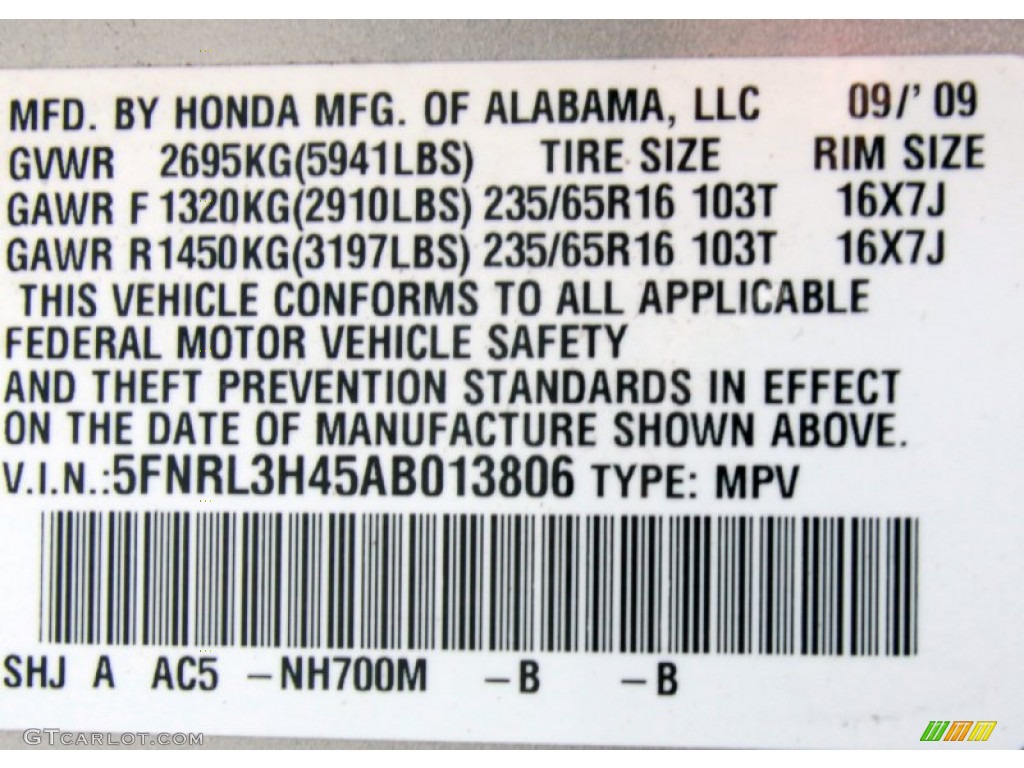 2010 Odyssey EX - Alabaster Silver Metallic / Gray photo #23