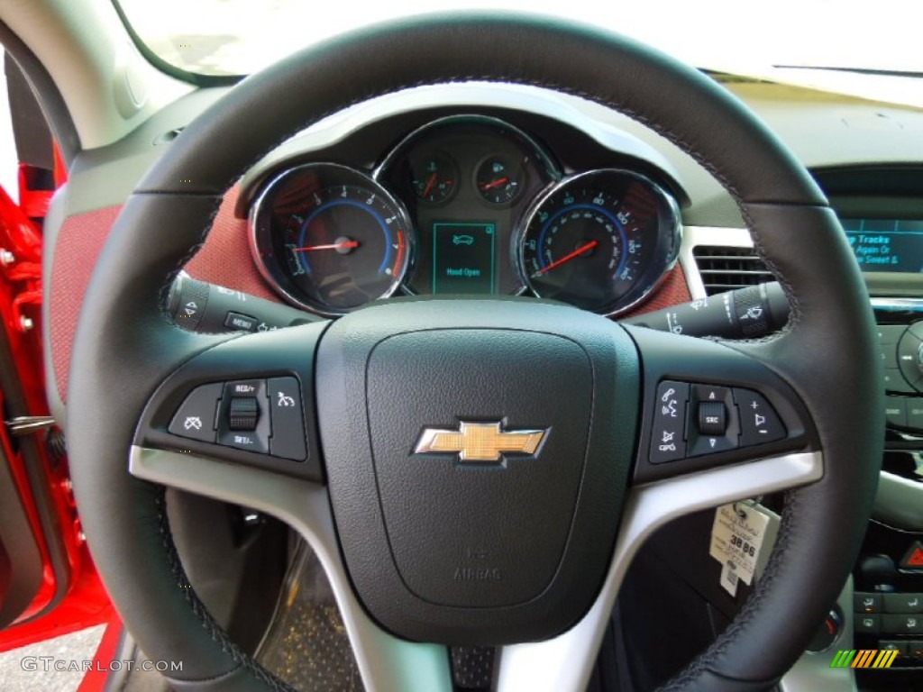 2012 Chevrolet Cruze LT/RS Jet Black/Sport Red Steering Wheel Photo #68989357