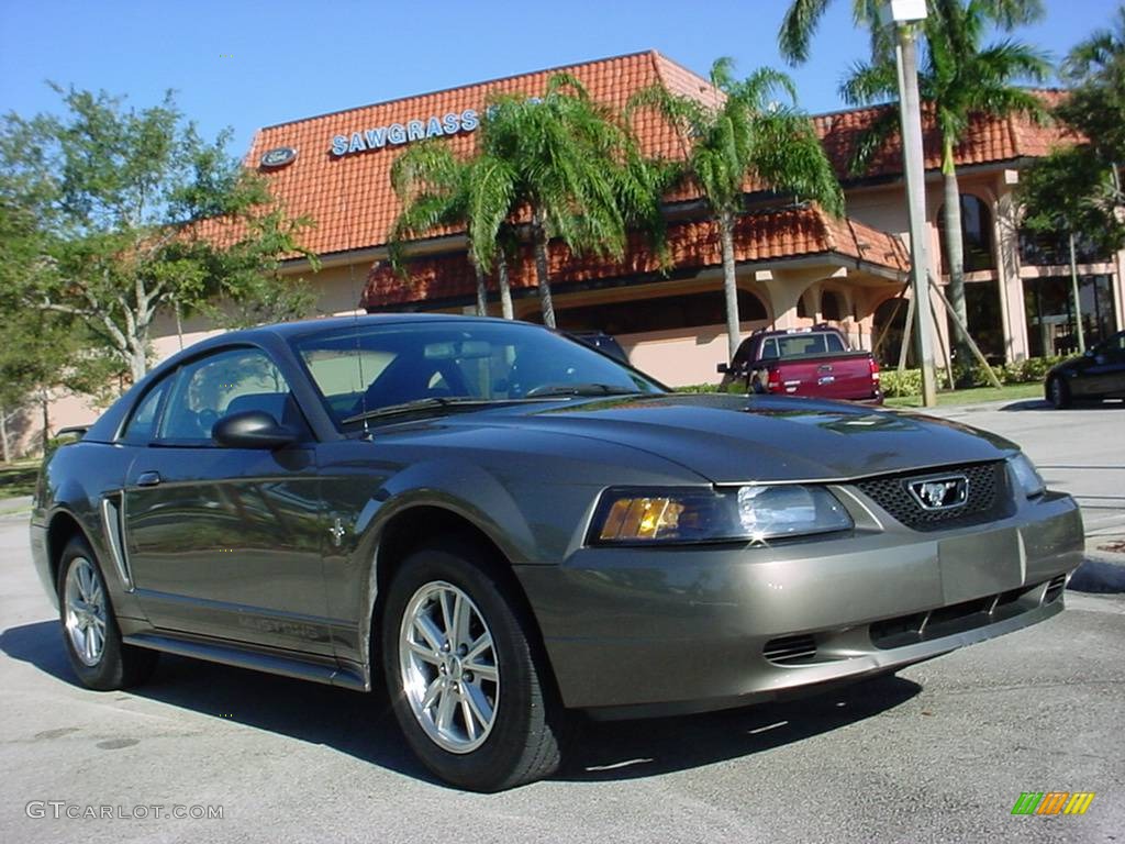 2002 Mustang V6 Coupe - Mineral Grey Metallic / Medium Graphite photo #1