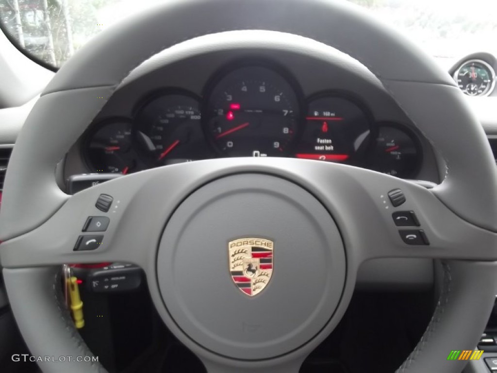2013 Porsche 911 Carrera Coupe Platinum Grey Steering Wheel Photo #68993653