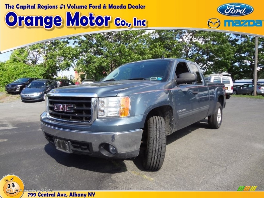 2008 Sierra 1500 SLE Extended Cab 4x4 - Stealth Gray Metallic / Ebony photo #1