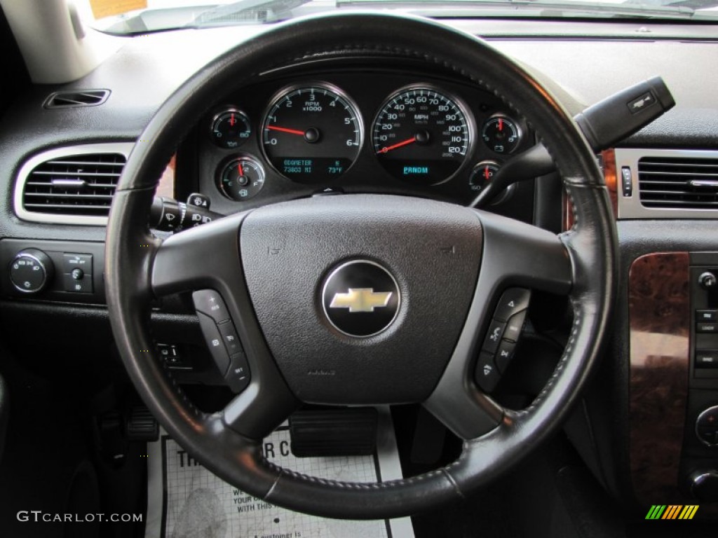 2009 Chevrolet Silverado 1500 LTZ Crew Cab 4x4 Ebony Steering Wheel Photo #68998213
