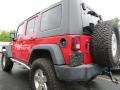 2007 Flame Red Jeep Wrangler Unlimited Rubicon 4x4  photo #2