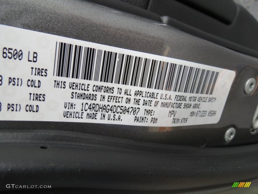2013 Durango Color Code PDM for Mineral Gray Metallic Photo #69002315