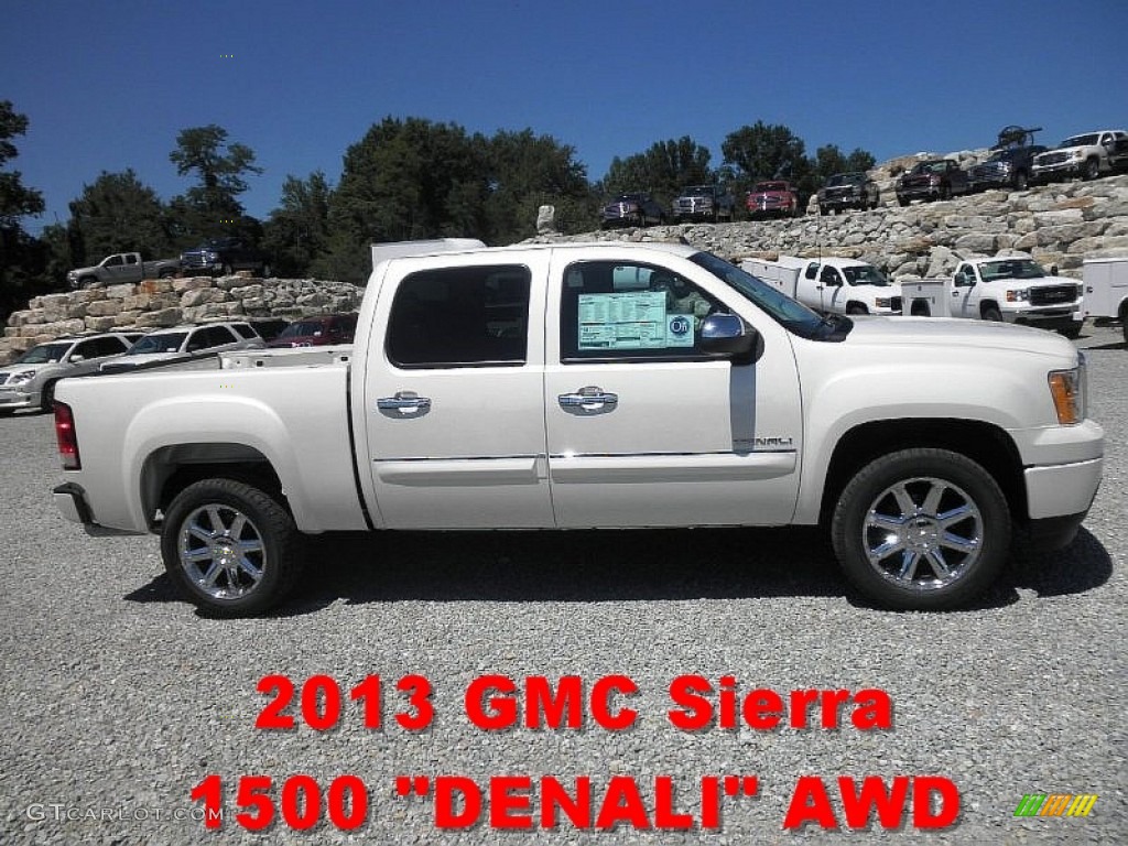 2013 Sierra 1500 Denali Crew Cab AWD - White Diamond Tricoat / Ebony photo #1