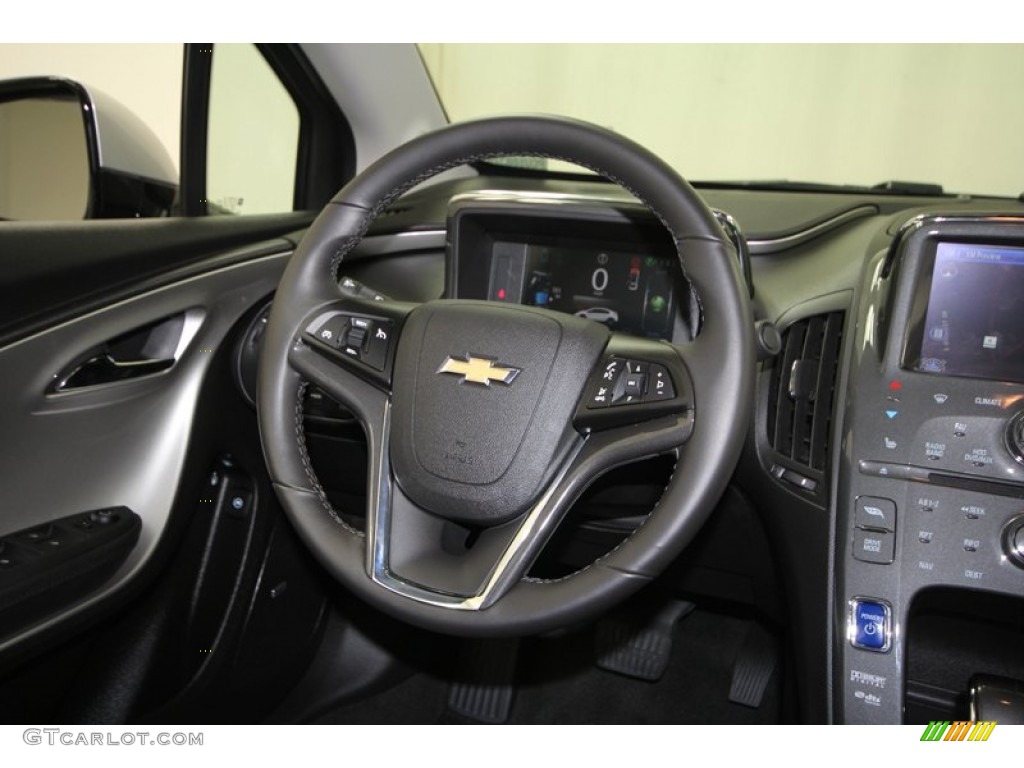 2012 Chevrolet Volt Hatchback Jet Black/Dark Accents Steering Wheel Photo #69008743