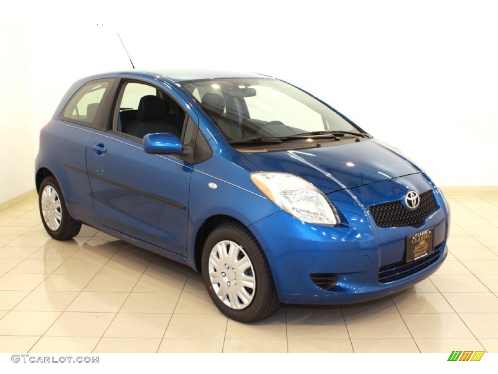 2007 Yaris 3 Door Liftback - Blazing Blue Metallic / Dark Charcoal photo #1