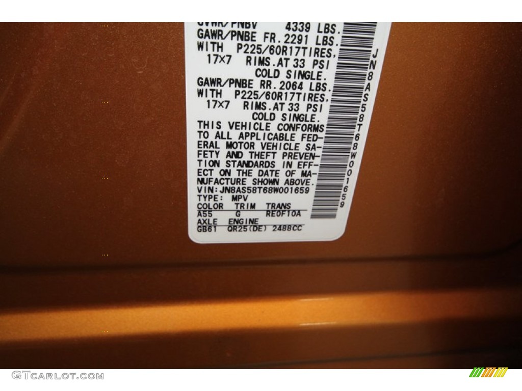 2008 Nissan Rogue SL Color Code Photos