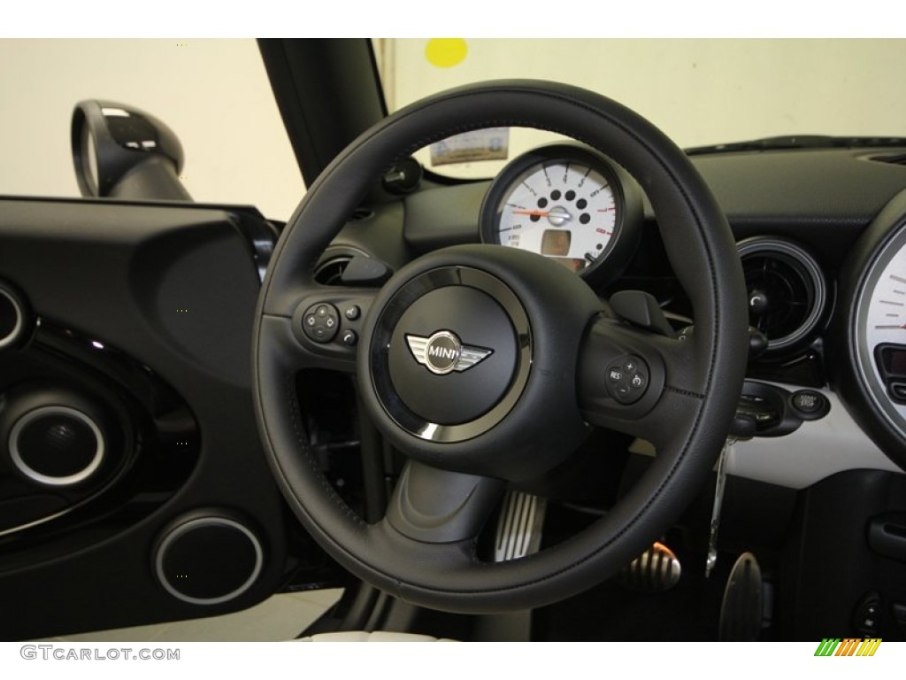 2012 Mini Cooper S Hardtop Satellite Gray Lounge Leather Steering Wheel Photo #69012871