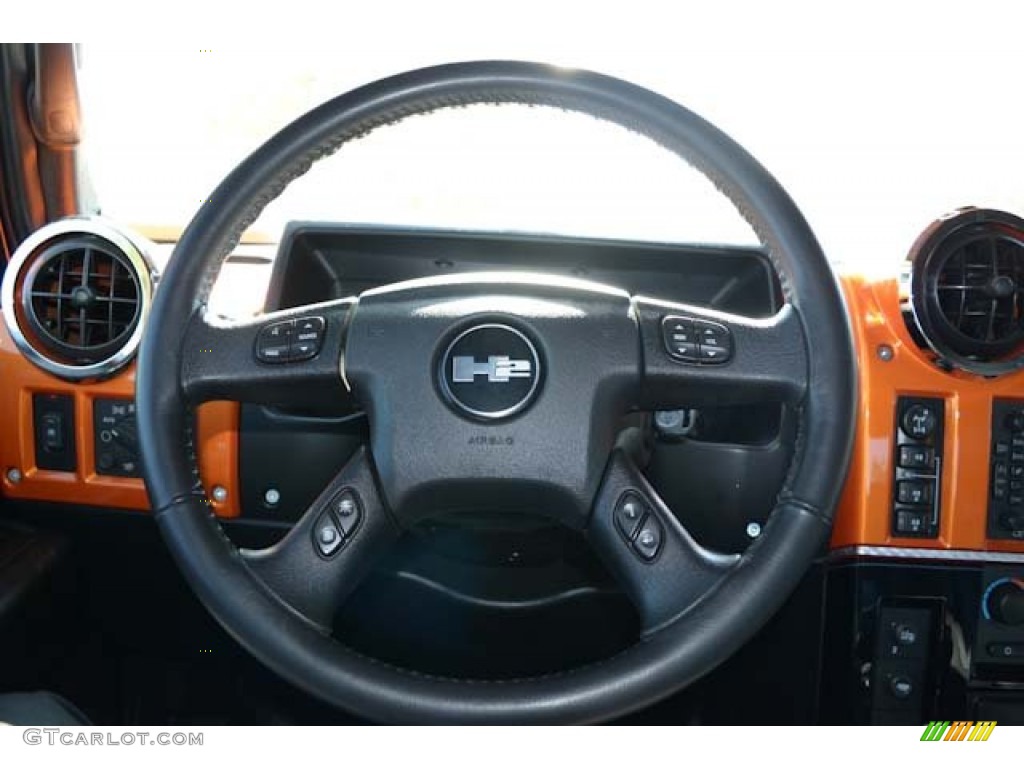 2006 Hummer H2 SUT Ebony Steering Wheel Photo #69015547