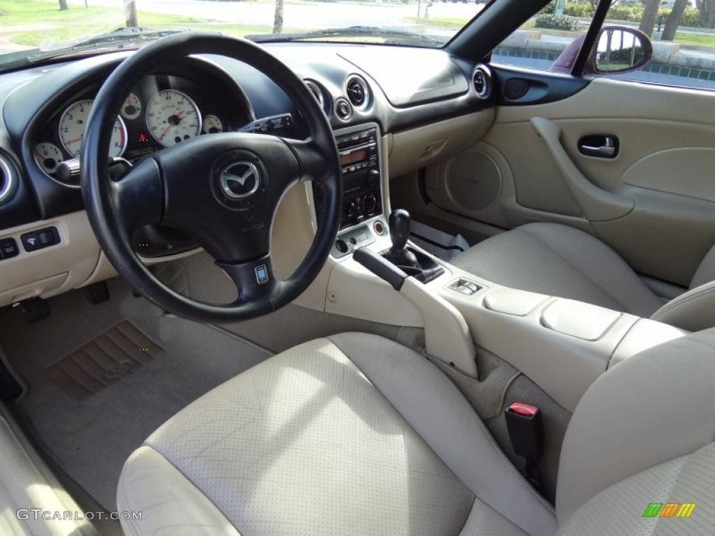 Parchment Interior 2003 Mazda MX-5 Miata LS Roadster Photo #69030236