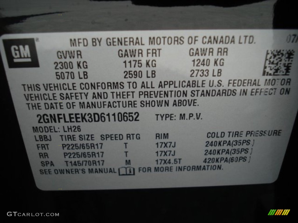 2013 Chevrolet Equinox LT AWD Info Tag Photo #69030767