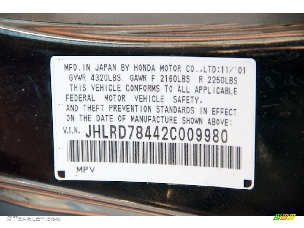 2002 CR-V LX 4WD - Nighthawk Black Pearl / Black photo #35