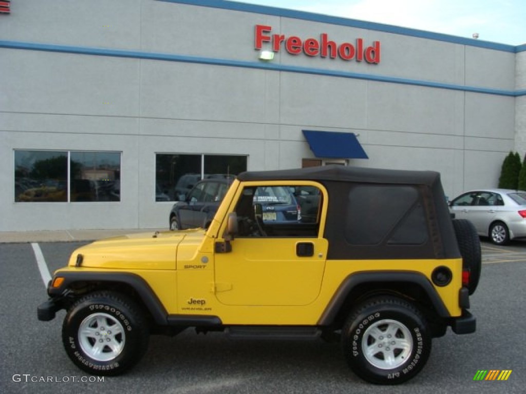 2004 Wrangler Sport 4x4 - Solar Yellow / Dark Slate Gray photo #3