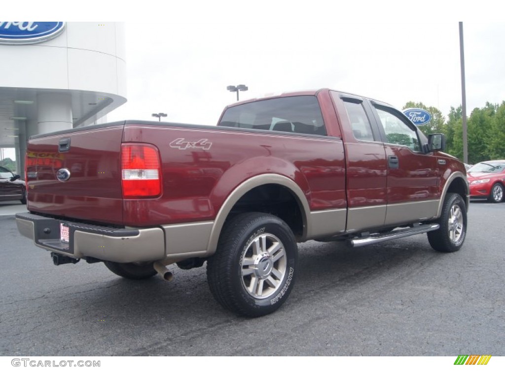 2006 F150 Lariat SuperCab 4x4 - Dark Toreador Red Metallic / Tan photo #3