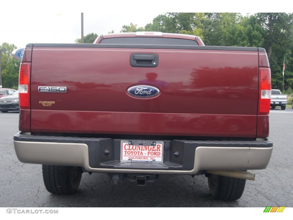2006 F150 Lariat SuperCab 4x4 - Dark Toreador Red Metallic / Tan photo #4