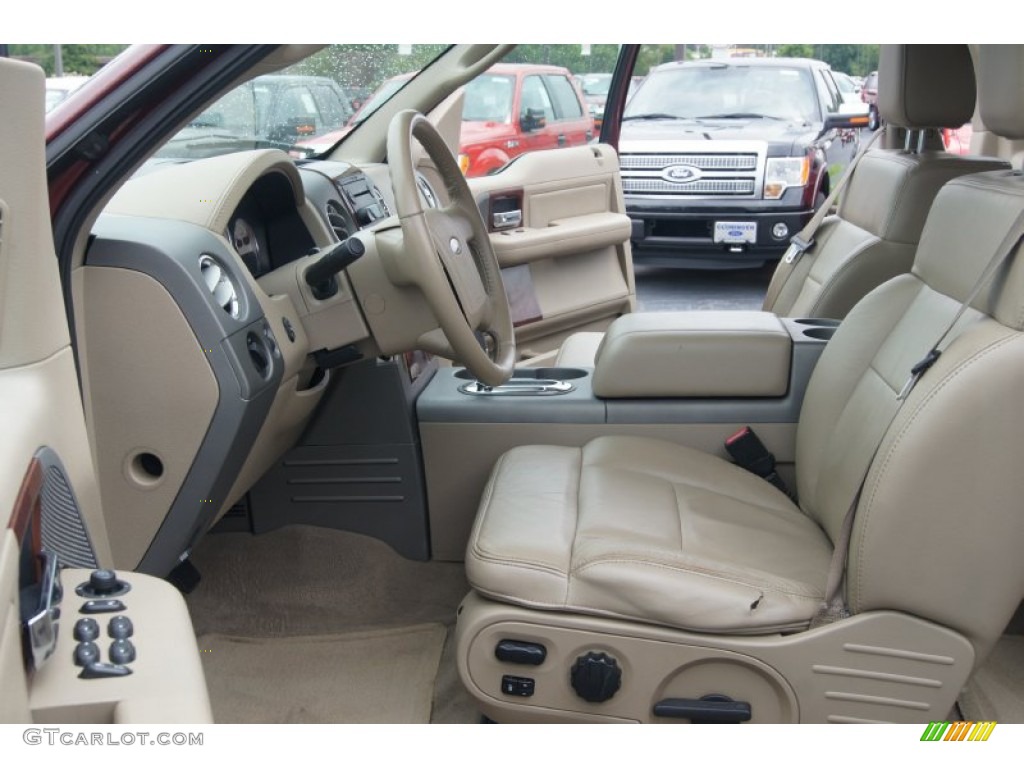 2006 F150 Lariat SuperCab 4x4 - Dark Toreador Red Metallic / Tan photo #9