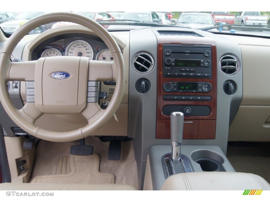 2006 F150 Lariat SuperCab 4x4 - Dark Toreador Red Metallic / Tan photo #22