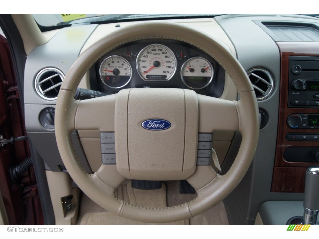 2006 F150 Lariat SuperCab 4x4 - Dark Toreador Red Metallic / Tan photo #23