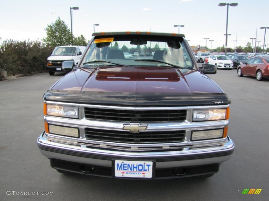 1998 C/K K1500 Silverado Extended Cab 4x4 - Dark Carmine Red Metallic / Gray photo #2