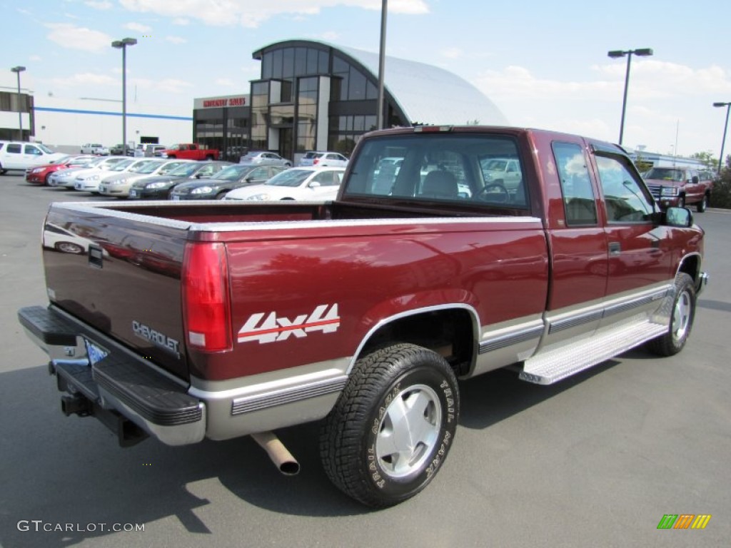 1998 C/K K1500 Silverado Extended Cab 4x4 - Dark Carmine Red Metallic / Gray photo #7