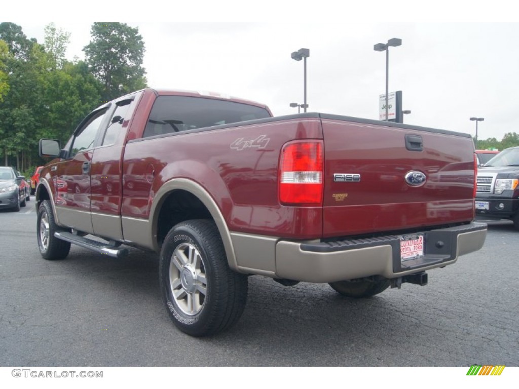2006 F150 Lariat SuperCab 4x4 - Dark Toreador Red Metallic / Tan photo #36
