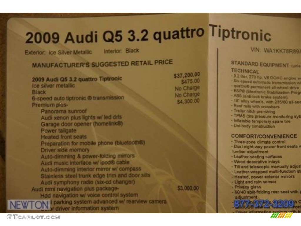 2009 Q5 3.2 Premium Plus quattro - Ice Silver Metallic / Black photo #66
