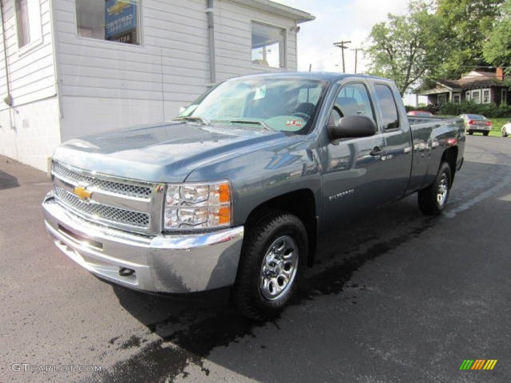 2013 Silverado 1500 LS Extended Cab 4x4 - Blue Granite Metallic / Dark Titanium photo #3