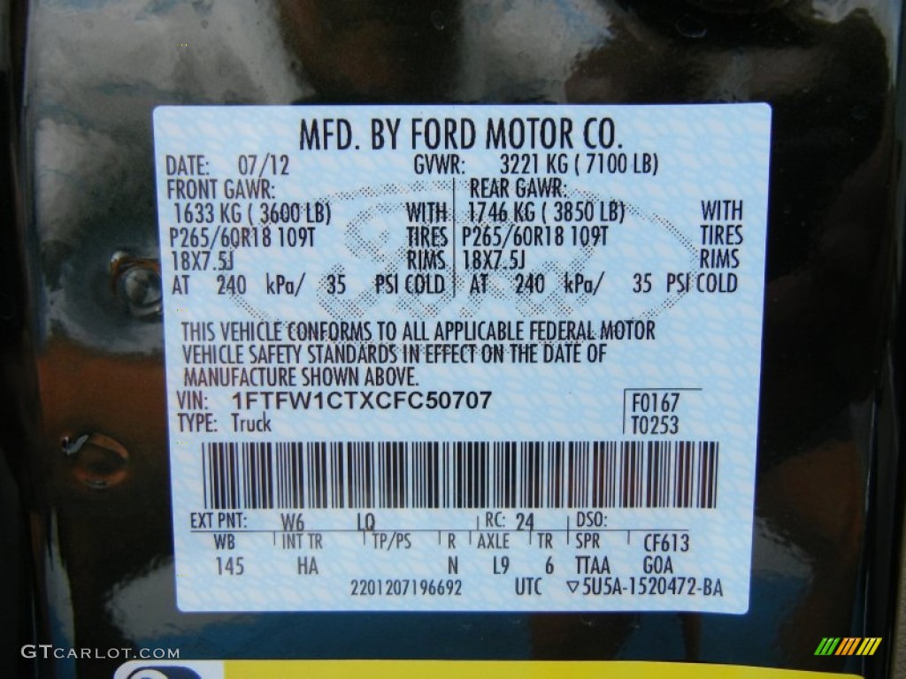 2012 F150 Color Code W6 for Green Gem Metallic Photo #69045791
