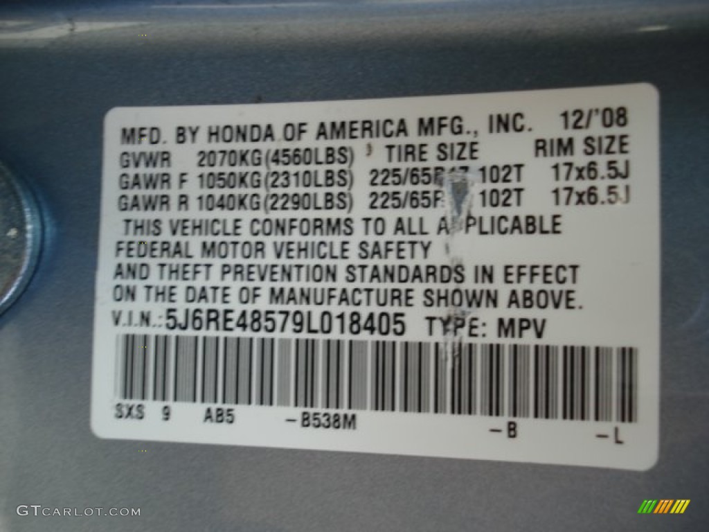 2009 CR-V EX 4WD - Glacier Blue Metallic / Gray photo #20