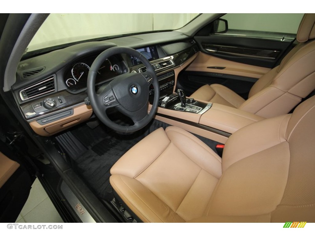 Saddle/Black Nappa Leather Interior 2009 BMW 7 Series 750Li Sedan Photo #69049275