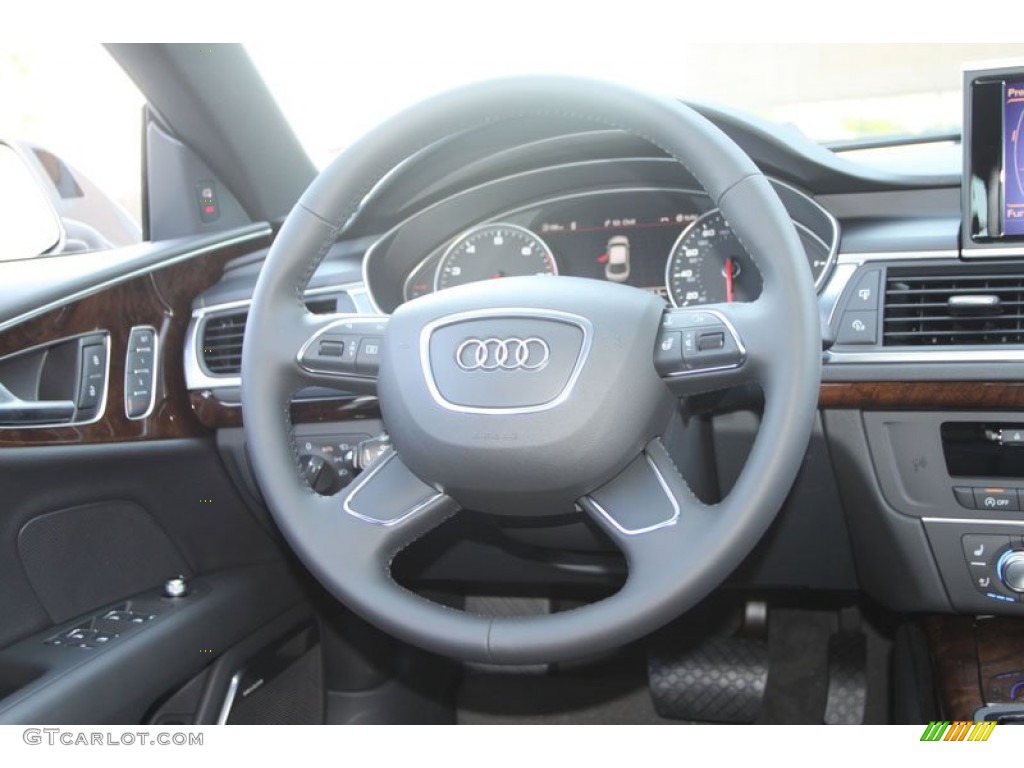 2013 Audi A7 3.0T quattro Prestige Black Steering Wheel Photo #69049814