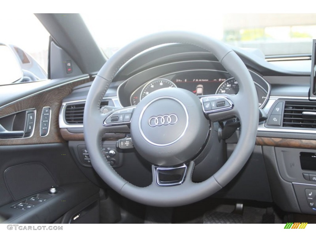 2013 Audi A7 3.0T quattro Prestige Black Steering Wheel Photo #69050090
