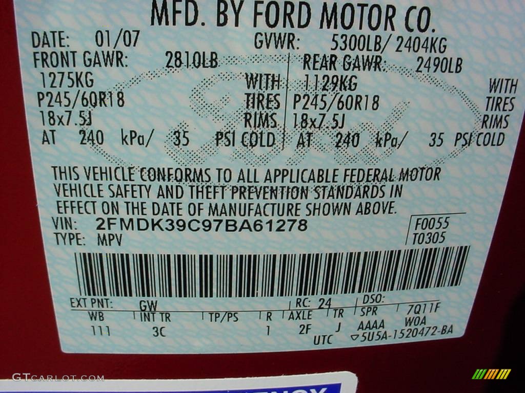 2007 Edge Color Code GW for Blazing Copper Metallic Photo #690502