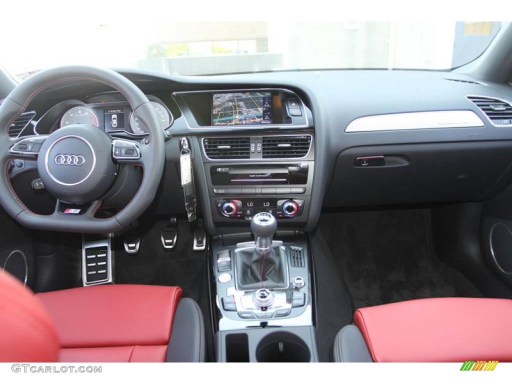 2013 Audi S4 3.0T quattro Sedan Black/Magma Red Dashboard Photo #69050588