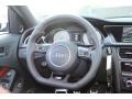 2013 Audi S4 Black/Magma Red Interior Steering Wheel Photo