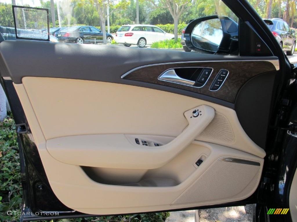 2013 Audi A6 3.0T quattro Sedan Velvet Beige Door Panel Photo #69051676