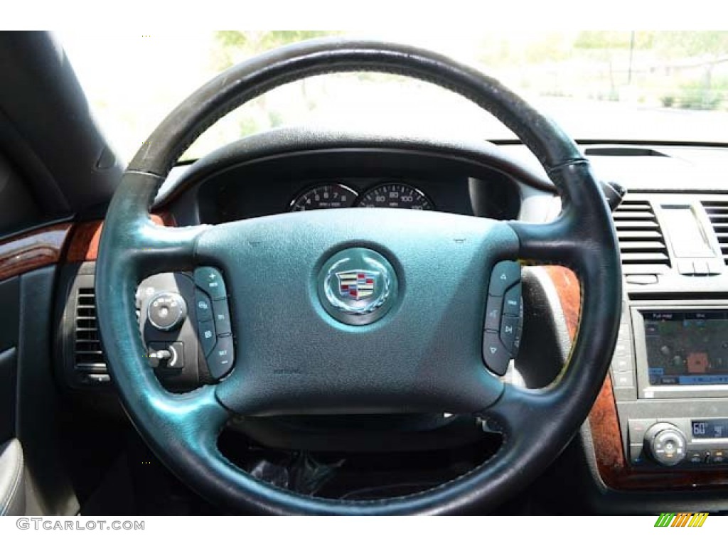 2007 Cadillac DTS Sedan Ebony Steering Wheel Photo #69055560