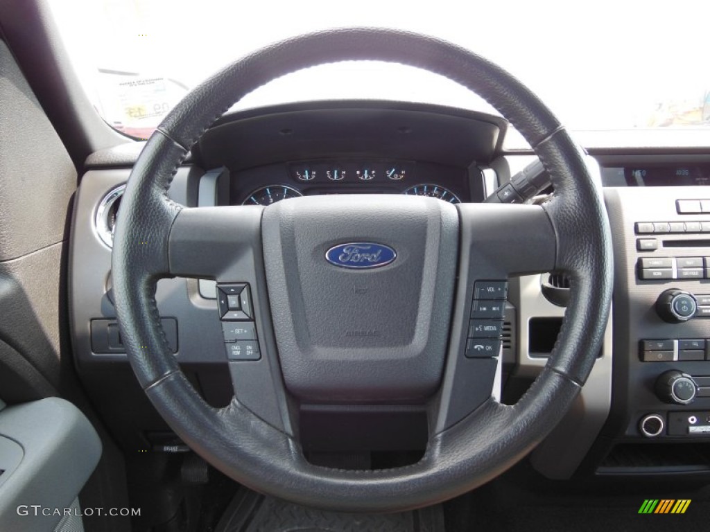 2011 Ford F150 XLT SuperCrew Steel Gray Steering Wheel Photo #69057080
