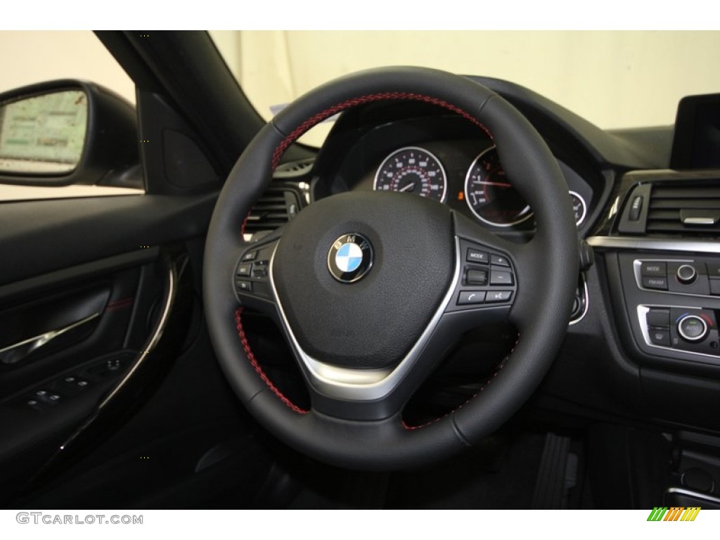 2013 BMW 3 Series 328i Sedan Black Steering Wheel Photo #69057473