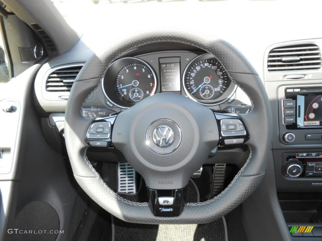 2013 Volkswagen Golf R 2 Door 4Motion Titan Black Steering Wheel Photo #69060224