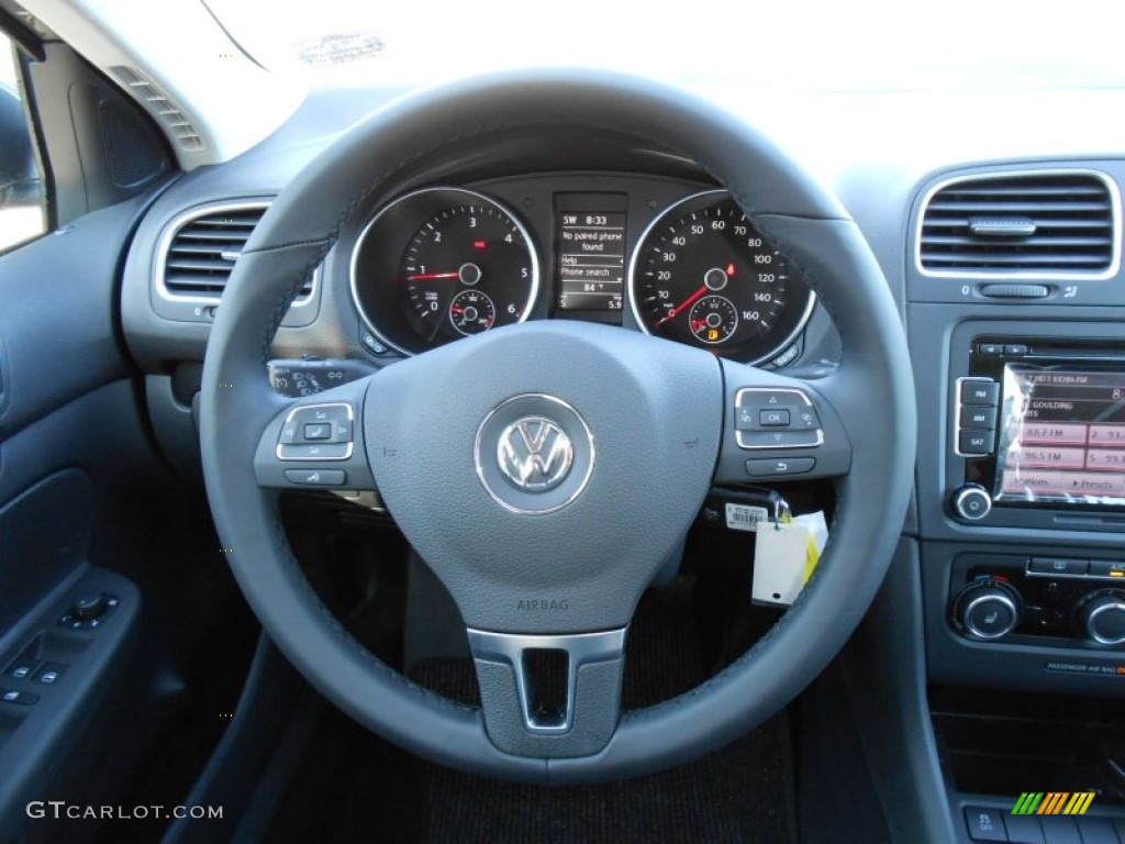 2013 Volkswagen Jetta TDI SportWagen Titan Black Steering Wheel Photo #69060649