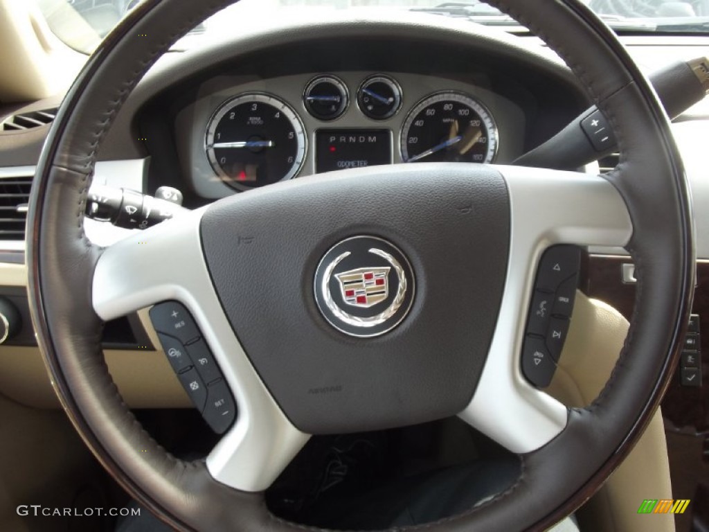 2013 Cadillac Escalade Luxury Cashmere/Cocoa Steering Wheel Photo #69062666