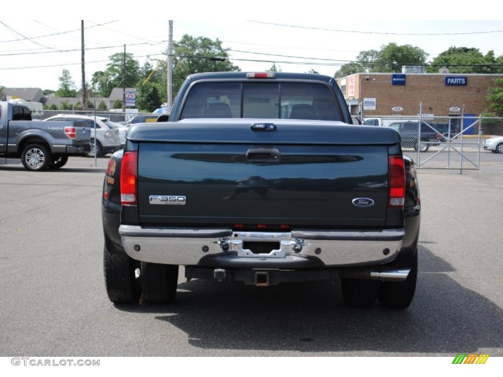 2005 F350 Super Duty XLT Crew Cab 4x4 Dually - Dark Green Satin Metallic / Tan photo #5