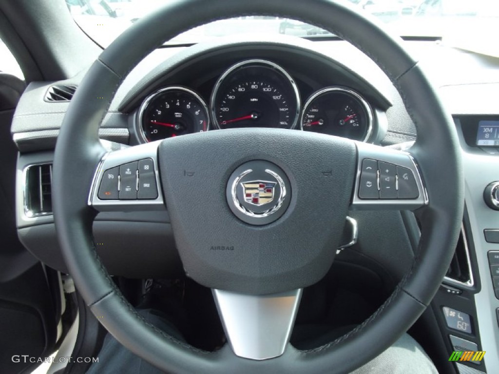 2012 Cadillac CTS Coupe Ebony/Ebony Steering Wheel Photo #69064205