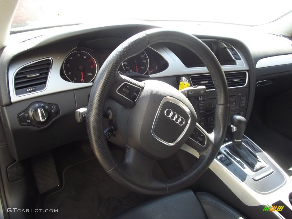 2010 Audi A4 2.0T Sedan Black Steering Wheel Photo #69065270
